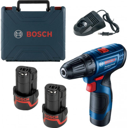 Akumuliatorinio suktuvo-gręžtuvo Bosch GSR 120 rinkinys, 12 V, 2 x 2,0 Ah + lagaminas