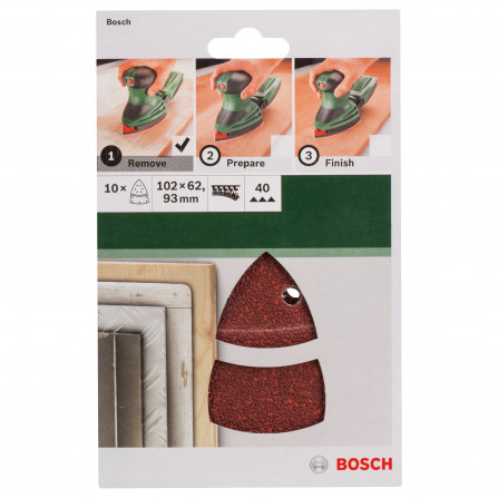 Bosch šlifavimo popierių rinkinys, 102 x 62 x 93 mm, 40 grūdėtumas, 10 vnt.
