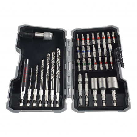 Bosch sukimo antgalių, galvučių ir grąžtų rinkinys PRO Holz medienai, 35 vnt.