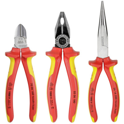 Knipex plokščių replių komplektas elektrikams, 00 20 12, 3 vnt