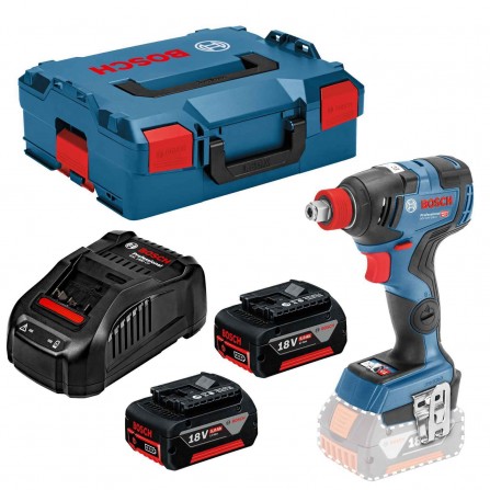 Akumuliatorinio smūginio suktuvo/veržliarakčio Bosch GDX 18V-200 C rinkinys, 18 V, 2 x 5 Ah, įkroviklis + lagaminas