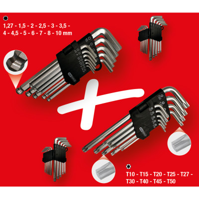 KS Tools Haakse Sleutelset, Torx, Inbus, 22-delig (151.4000)