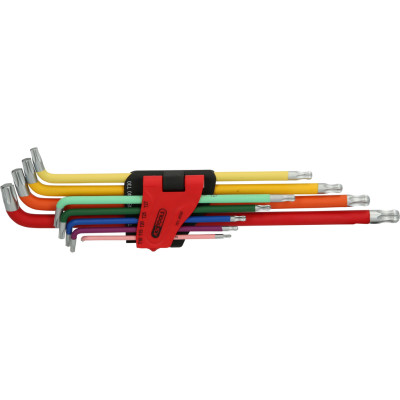 KS Tools Torx-hoeksleutelset met kogelkop, extra lang en 108° gehoekt, 9-delig (151.4530)
