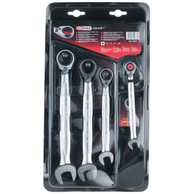 KS Tools GEARplus ratelringsleutelset, omkeerbaar, 4-delig (503.4604)