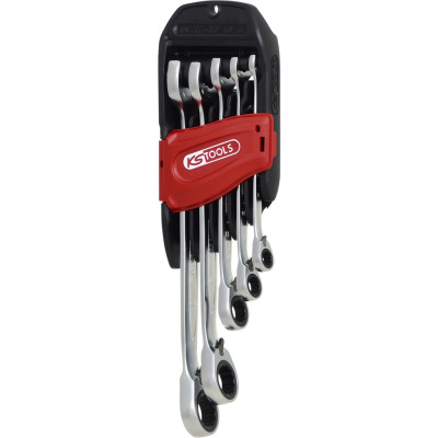 KS Tools DUO GEAR Combinatiesleutelset, Open-eind ratelfunctie, 5-delig, Omkeerbaar (503.5905)