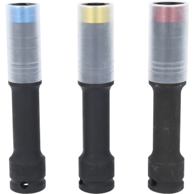 KS Tools SlimPOWER Aluminium Wiel Power Socket Set, Extra Lang, 3-delig, 1/2", 17, 19, 21 mm (515.0622)