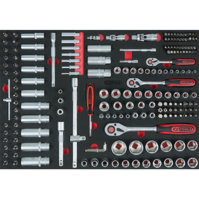 KS Tools dopsleutelset 1/4"+3/8"+1/2", 195-delig met 1/1 systeem inzetstuk (711.0195)
