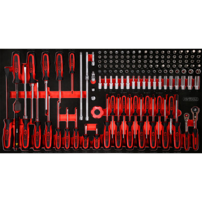 KS Tools 1/4" dopsleutel- en schroevendraaierset met schuimrubberen inleg, 146-delig (813.0146)
