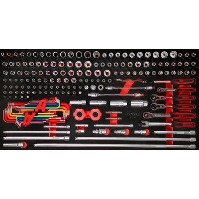 KS Tools 1/4" + 3/8" dopsleutelset met schuimrubberen inzetstuk, 183-delig (813.0183)