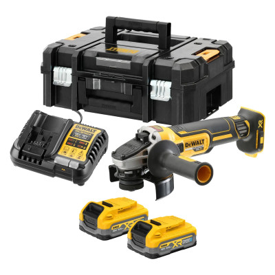 DeWalt accu haakse slijper DCG405S2T 125 mm 18 V Powerstack
